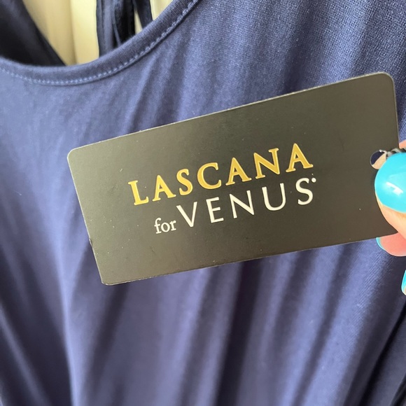 Dark blue Lascana for Venus cold shoulder, tie back, slit sleeve shirt (L) (NWT) - Picture 4 of 4